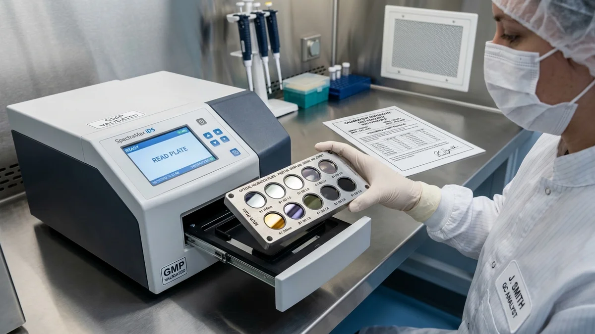 Microplate Reader Optical Validation: SpectraTest Plates (IQ/OQ/PQ) & Bioprocess QC Software (AccuSEQ, ViralSeq) Compliance