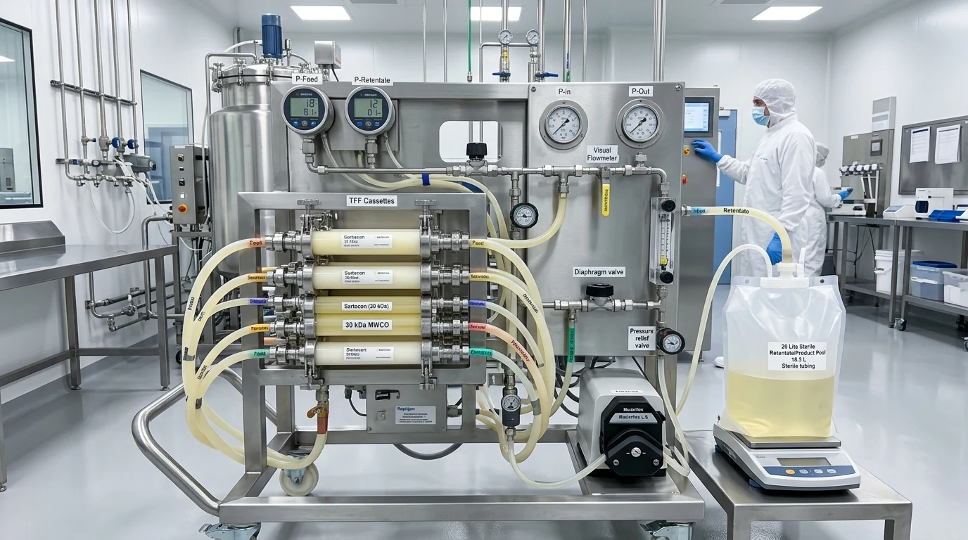 Tangential Flow Filtration (TFF): TMP Control, Flux Decay Kinetics & CIP Protocol